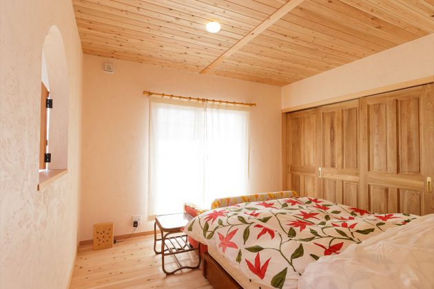 寝室には45℃低温乾燥の愛工房の杉を使用しているので、良質の睡眠を得られます